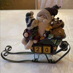 Vintage countdown to Christmas Santa Sleigh Decoration